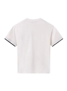 Camiseta Mayoral branca com contrastes para menino.