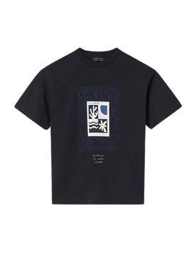 Camisa estampada Mayoral costa preta para menino.