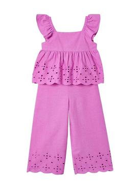 Conjunto Mayoral calça e top perfurados de menina