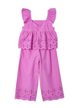 Conjunto Mayoral calça e top perfurados de menina