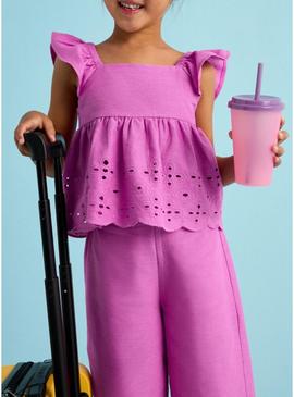 Conjunto Mayoral calça e top perfurados de menina
