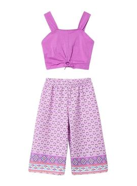 Conjunto Mayoral calça estampada e top para menina  .