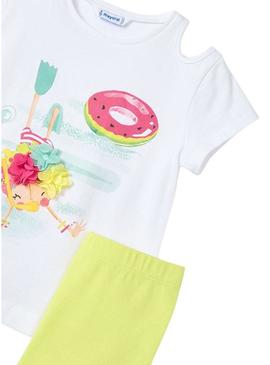  Set Mayoral leggings e camiseta com aberturas para meninas da Mayoral.