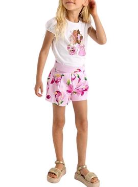 Saia-calça Mayoral estampada rosa para menina