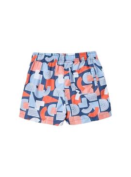Fato de banho Mayoral estampado azul e coral para menino  