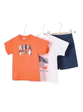 Conjunto Mayoral 3 peças criativo coral para menino