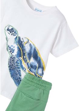 Conjunto de bermuda e camiseta de tartaruga para crianças da marca Mayoral.