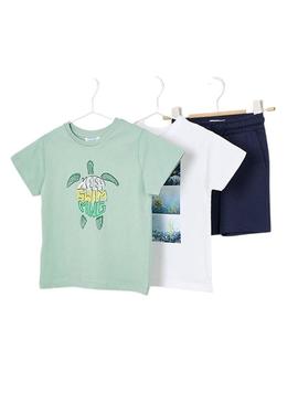 Conjunto Mayoral 3 peças tartaruga verde para menino.