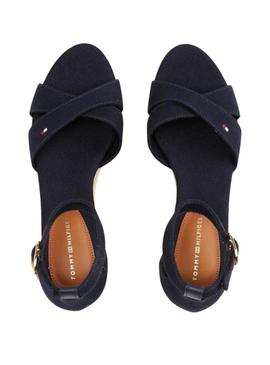 Sandálias Tommy Hilfiger Flag Criss marinho para mulher.