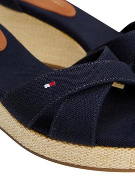 Sandálias Tommy Hilfiger Flag Criss marinho para mulher.
