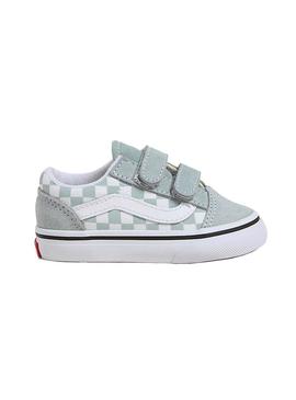Sapatilhas Vans Old Skool Checkerboard turquesa.