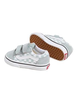 Sapatilhas Vans Old Skool Checkerboard turquesa.