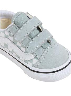 Sapatilhas Vans Old Skool Checkerboard turquesa.