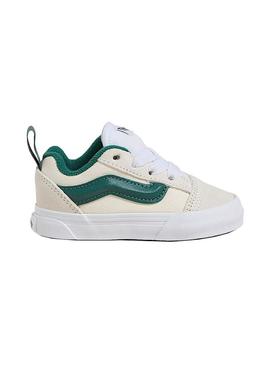Sapatilhas Vans Knu Skool baby bege e verde.