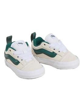 Sapatilhas Vans Knu Skool baby bege e verde.