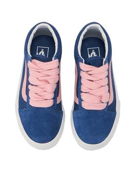 Sapatilhas Vans Old Skool azul e rosa para adolescentes