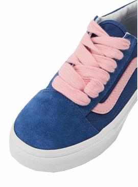 Sapatilhas Vans Old Skool azul e rosa para adolescentes