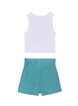 Conjunto Mayoral short e camiseta canelada para menina.