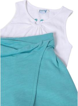 Conjunto Mayoral short e camiseta canelada para menina.