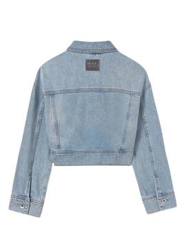 Jaqueta jeans de marca Mayoral lavada clara para menina.