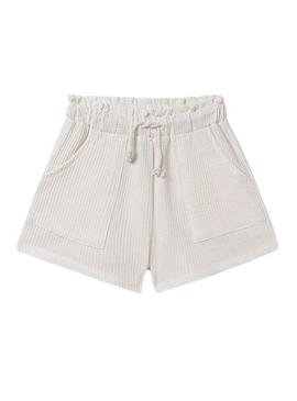 Bermuda  Mayoral de malha bege para menina.