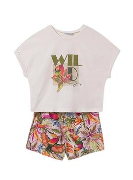 Conjunto Mayoral calção curto e camiseta gráfica menina