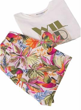 Conjunto Mayoral calção curto e camiseta gráfica menina