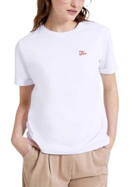 Camiseta Naf Naf  básica  branca e vermelha para mulher