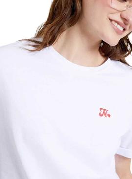 Camiseta Naf Naf  básica  branca e vermelha para mulher