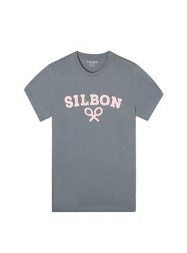 Camisa Silbon Raqueta cinza para homem.
