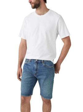 Bermuda jeans Levis 405 padrão lavado médio para homens.