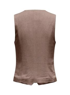 Colete Only Iris Siesta em linho marrom para mulher.