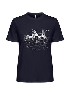 Camisa Only Charlotte marinho para mulher.