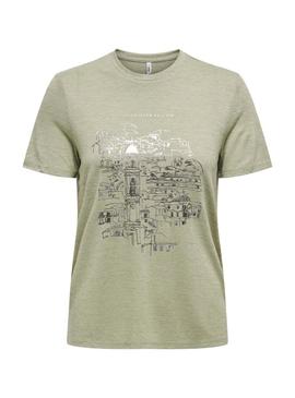 Camiseta Only Charlotte verde para mulher.