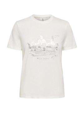 Camiseta Only Charlotte branca para mulher