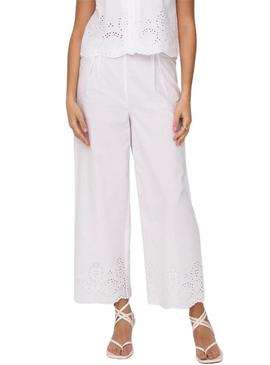 Calça Only Roxanne Culotte branca para mulher.