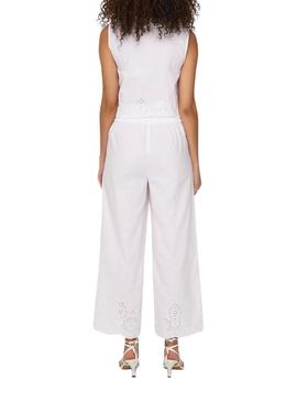 Calça Only Roxanne Culotte branca para mulher.