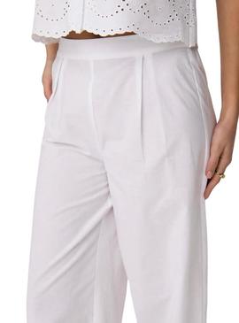 Calça Only Roxanne Culotte branca para mulher.