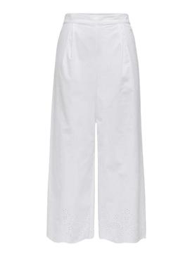 Calça Only Roxanne Culotte branca para mulher.