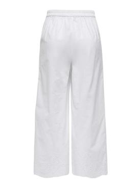 Calça Only Roxanne Culotte branca para mulher.
