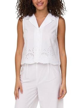 Camisa Only Roxanne Resort branca para mulher.