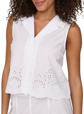 Camisa Only Roxanne Resort branca para mulher.