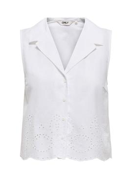 Camisa Only Roxanne Resort branca para mulher.