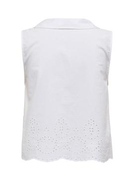 Camisa Only Roxanne Resort branca para mulher.