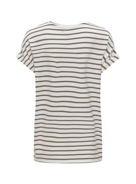 Camiseta Only Moster decote em V listras verdes para mulher