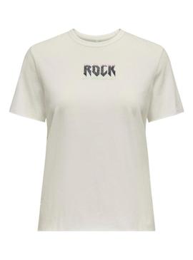 Camiseta Only Lucy Rock bege para mulher.