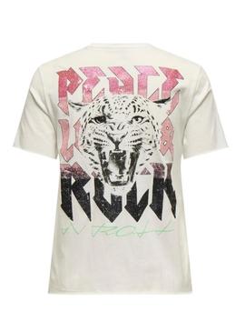 Camiseta Only Lucy Rock bege para mulher.