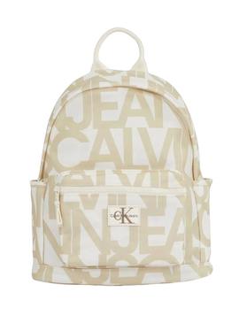 Mochila Calvin Klein Jeans Monologo bege para menina e menino