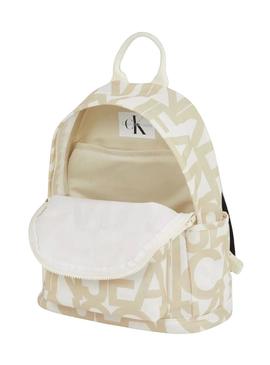 Mochila Calvin Klein Jeans Monologo bege para menina e menino
