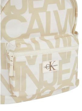 Mochila Calvin Klein Jeans Monologo bege para menina e menino